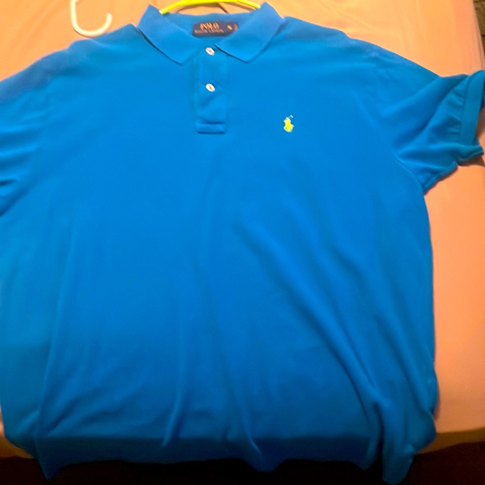 Polo Ralph Lauren polo shirt blue with chartreuse logo